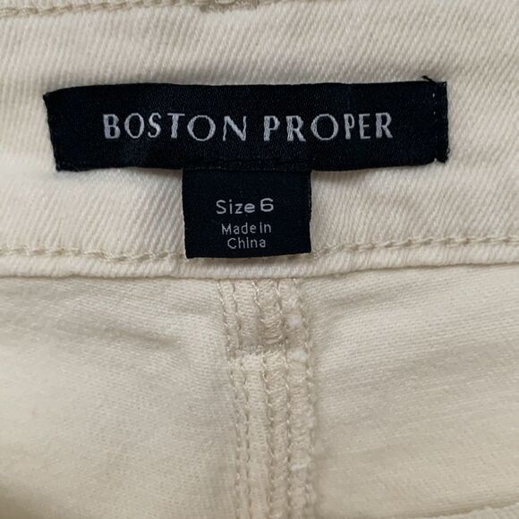 Boston Proper Women's High Rise Cream Jeans with Gold Brown Tan Accents Size 6 - Picture 3 of 10